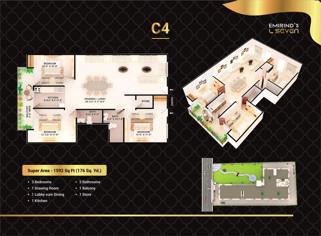 Typical Floor Plan of C4 Flat