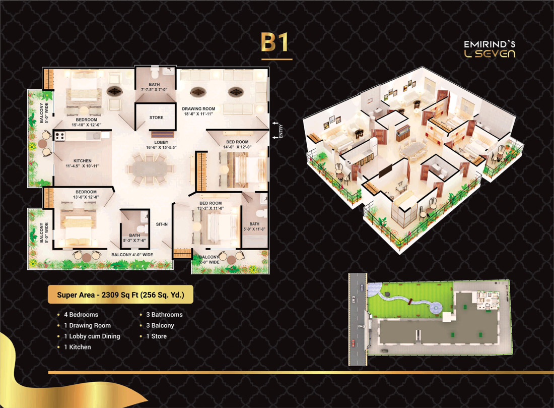 Typical Floor Plan of B1 Flat