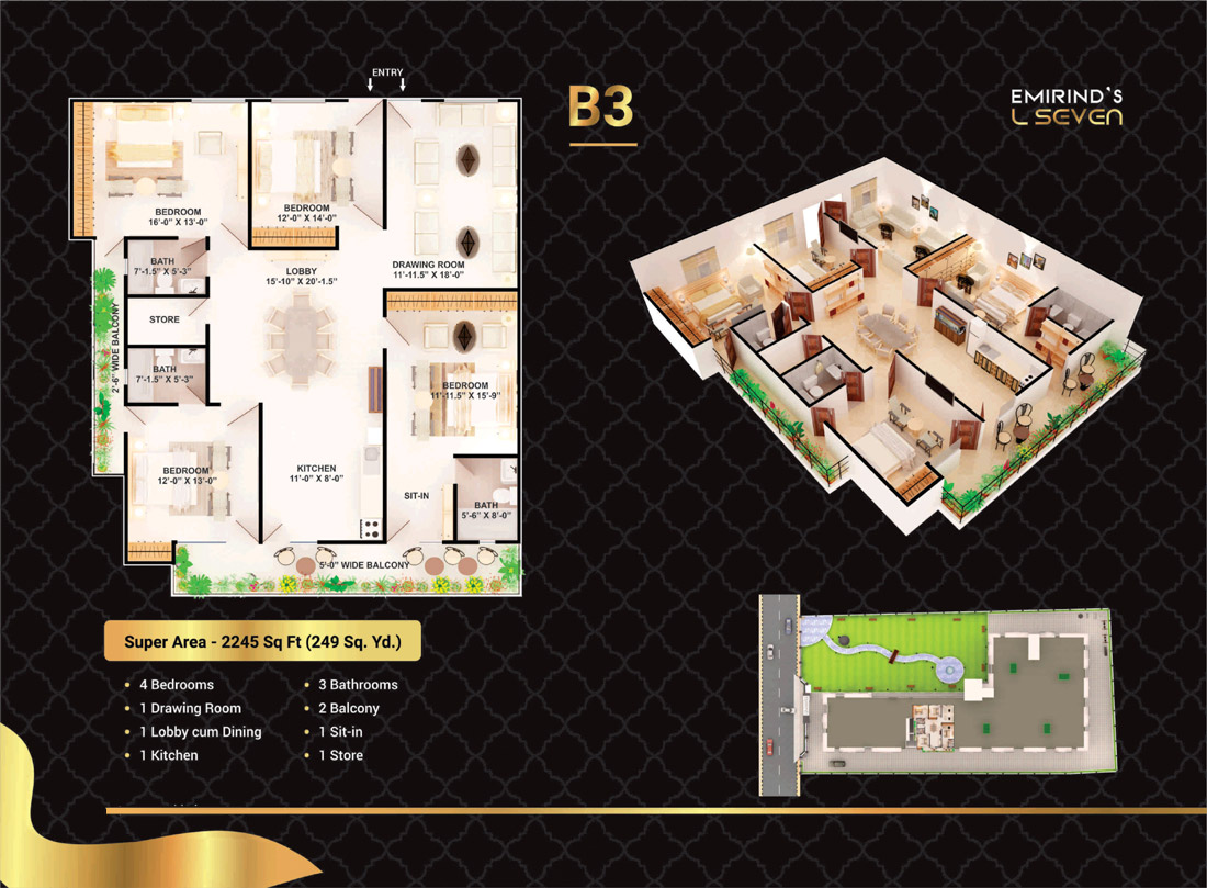 Typical Floor Plan of B3 Flat