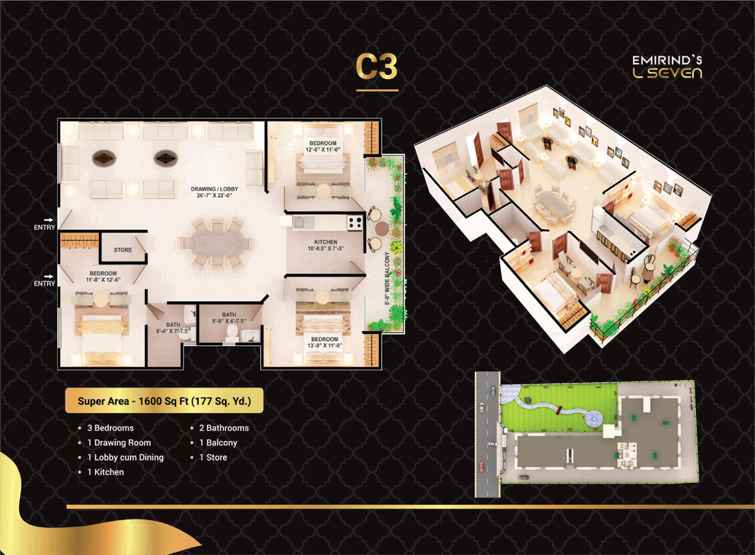 Typical Floor Plan of C3 Flat