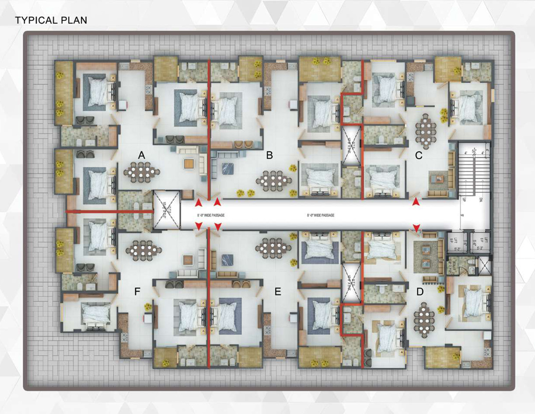 Typical Floor Plan of Ishaq Residency
